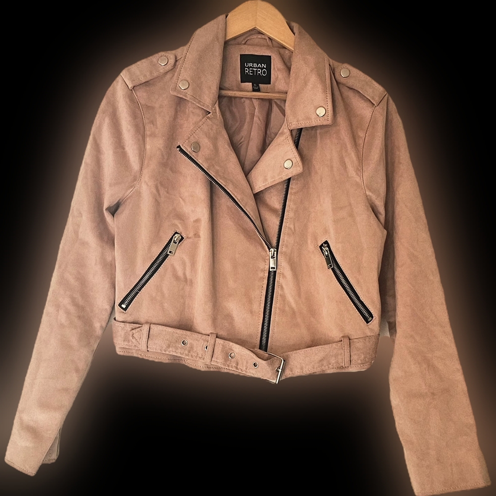 Urban Retro Peach/Tan Suede Biker Jacket